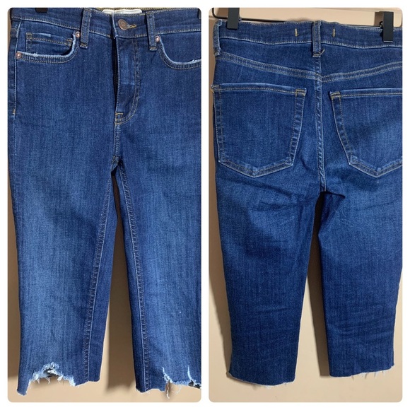 FREE PEOPLE 24 Denim Destroyed Cut-Off Capri Pants - Picture 1 of 8